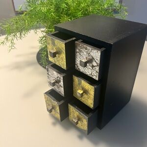 Decorative Mini Drawer Set with Gold and Silver Accents
